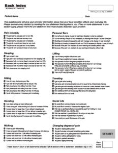 STI Back Index Fillable - STI Physical Therapy